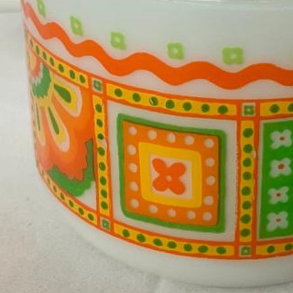 1970´s Avon patchwork print milk glass candle holder/trinket dish - Picture 4 of 5